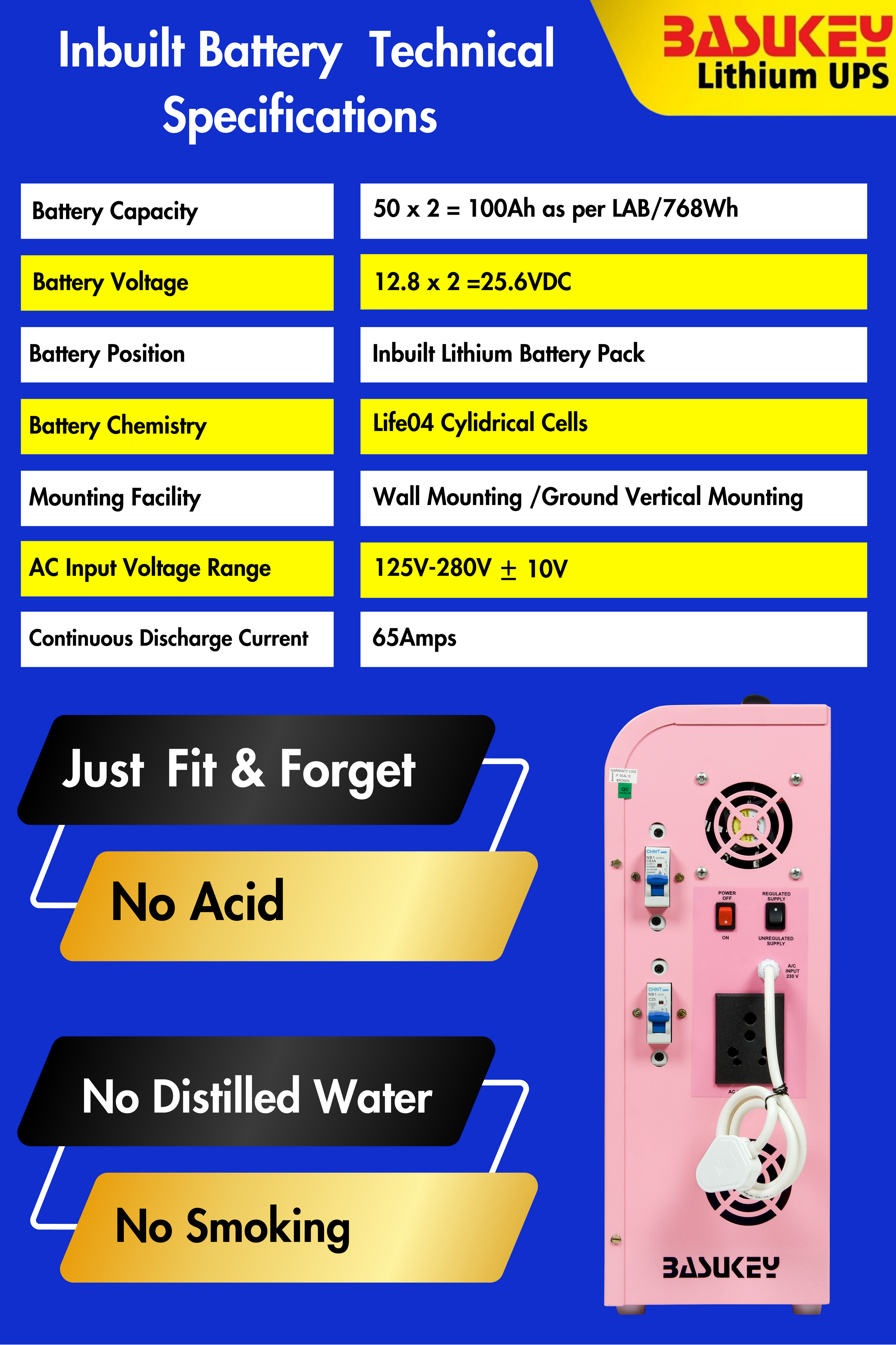 Basukey Lithium UPS BD1000 1.25 KVA