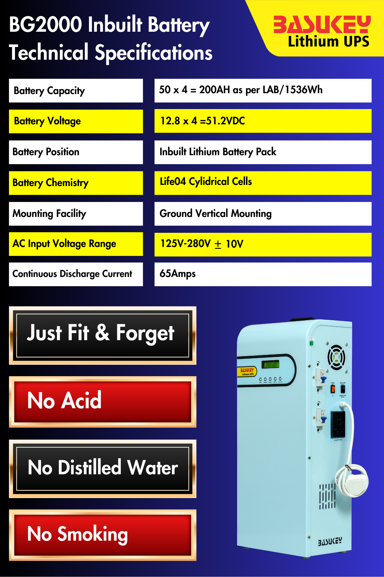 Basukey Lithium UPS BG2000 2kva